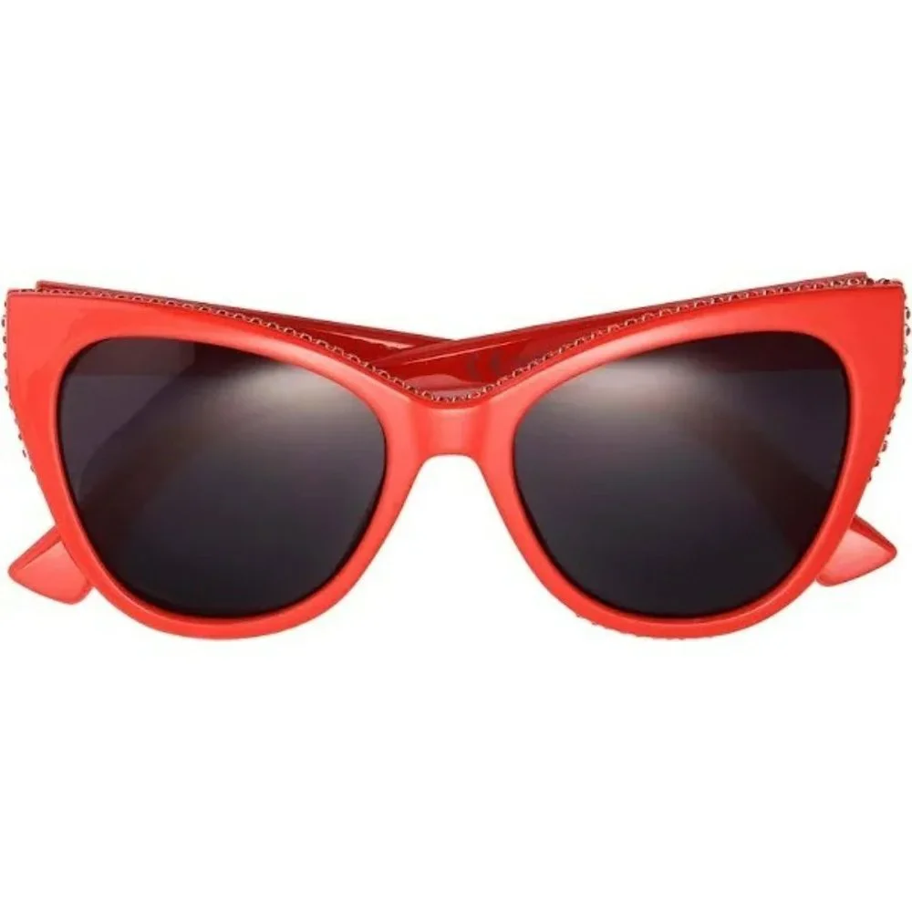 NWT Betsey Johnson Women's Fashionista Cat Eye Sunglasses Red Jeweled
